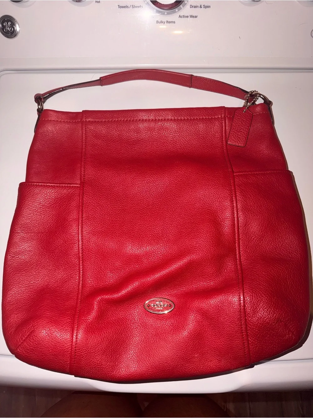 Coach Red Pebbled Leather Shoulder Bag